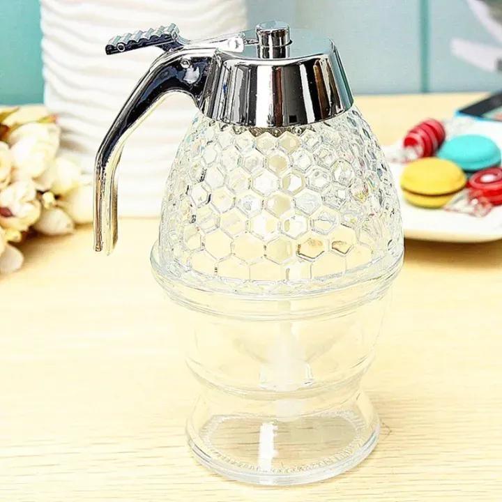 Transparent Glass Honey Juice Syrup Dispenser Pot - Gamplanet