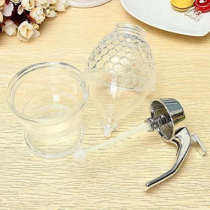 Transparent Glass Honey Juice Syrup Dispenser Pot - Gamplanet