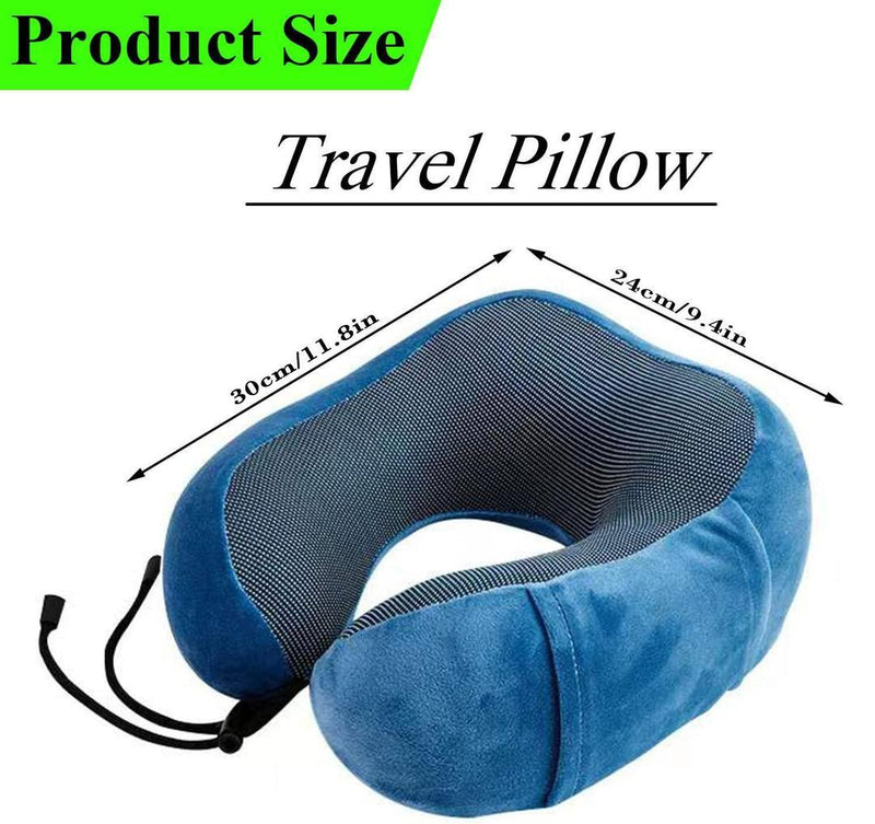 Travel Neck Pillow Memory Foam, Perfect for Car and Airplane Travel - 30 x 24cm - Gamplanet