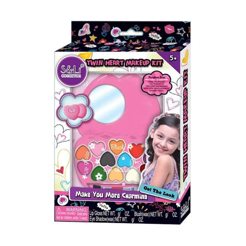 Twin Heart Makeup Kit - Make Your More Charming - Get the Look - For 5+ Ages - Paraben Free - Gamplanet