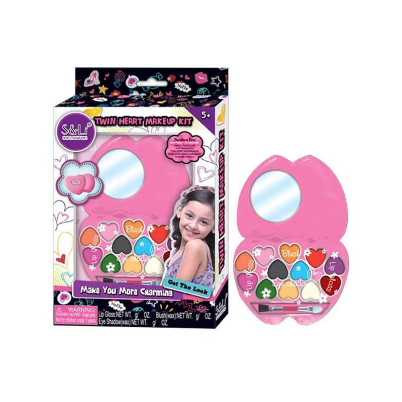 Twin Heart Makeup Kit - Make Your More Charming - Get the Look - For 5+ Ages - Paraben Free - Gamplanet