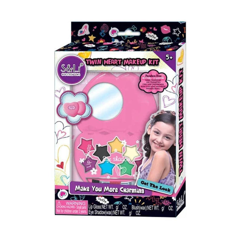 Twin Heart Makeup Kit - Make Your More Charming - Get the Look - For 5+ Ages - Paraben Free - Gamplanet