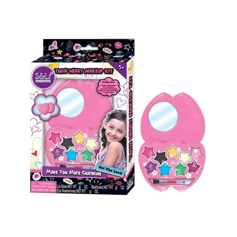 Twin Heart Makeup Kit - Make Your More Charming - Get the Look - For 5+ Ages - Paraben Free - Gamplanet