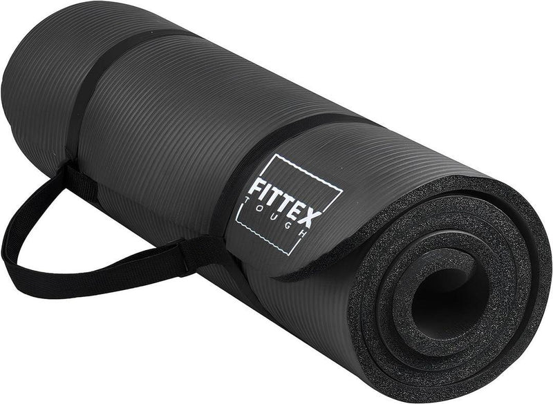 Yoga Mat With Carry Strap, 188 x 61 x 1cm, Made of Durable Non - slip 10mm Thick Material, Black - Gamplanet