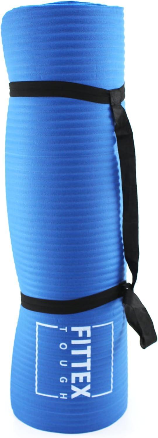 Yoga Mat With Carry Strap, 188 x 61 x 1cm, Made of Durable Non - slip 10mm Thick Material, Blue - Gamplanet